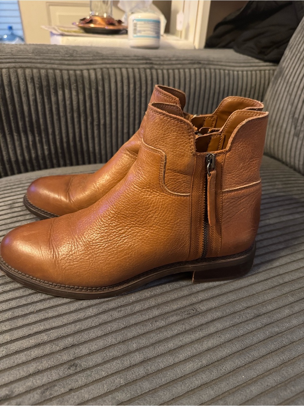 Franco Sarto Cognac Brown Leather Ankle Boot